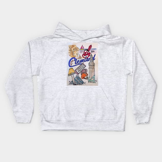 All Things Cleveland Kids Hoodie by Darrell T Smith Art & Design